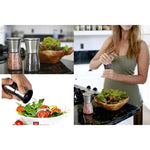 Pack 2 Saleros Molinillos Acero Inox Sal, Pimienta, Especias Plateado