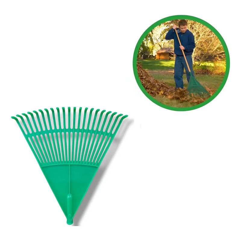 Rastrillos Barre Hojas Plástico Para Jardín 20 Dientes Verde