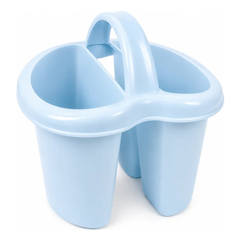 Escurridor Organizador Cubiertos 4 Divisiones Plastico Celeste