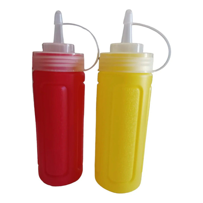 De 4 Dispensadores Para Salsa 20 Cm Color Rojo Amarillo
