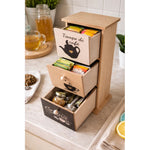 Caja De Madera Para Té Y Café Organizador 3 Cajones Hogar Marrón