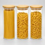 Pack De 9 Frascos De 1000ml Con Tapa De Bambú Para Especias Vidrio