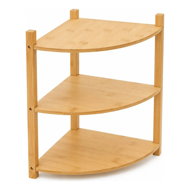 Estante Esquinero De Bambú 3 Niveles Cocina Baño Organizador