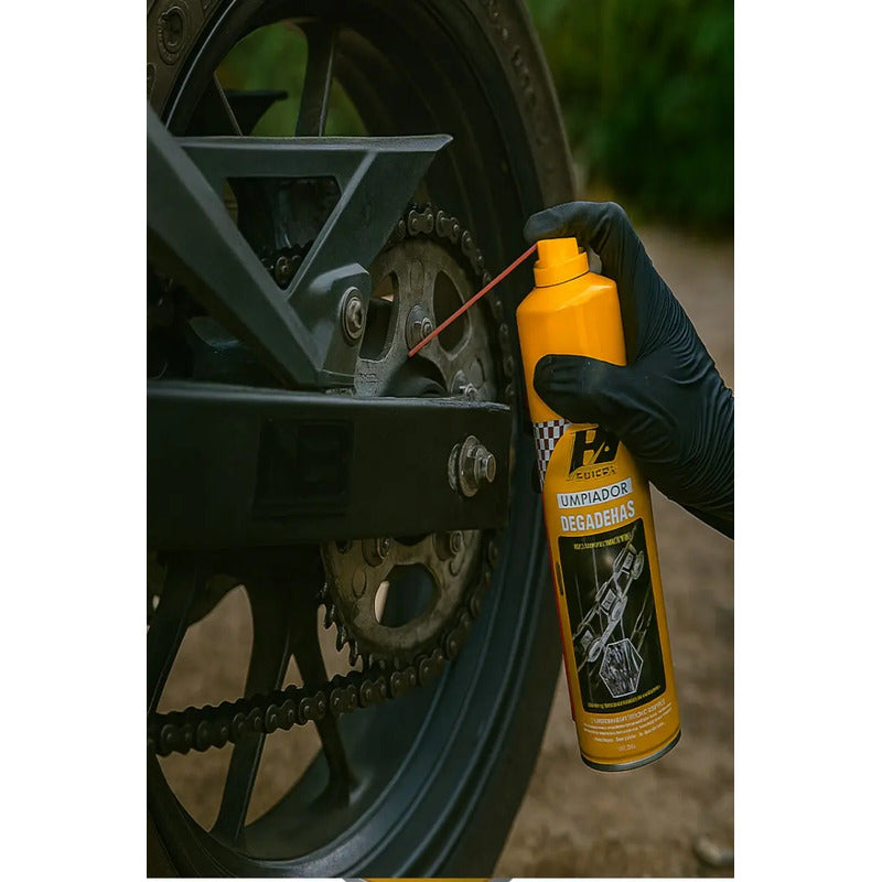Limpiador De Cadena Negro Para Motos Remueve Grasa 450ml Negro