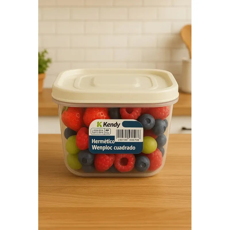 Set De 4 Taper Hermetico Contenedore Cuadrado Alimento 650ml