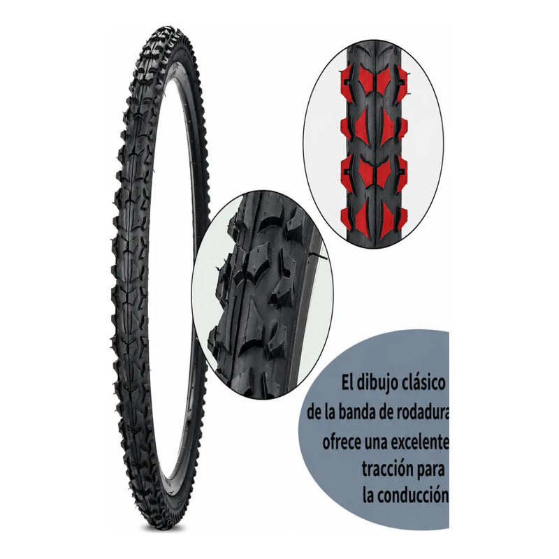 Neumatico Bicicleta Aro 24 X 2.125  Caluga Gruesa Plegable Negro