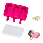 Molde De Helado Silicona Paleta X3 Con Tapa Color