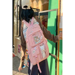 Mochila Escolar Kawaii Estilo Coreano Juvenil Viaje Colegio Azul Acero Liso