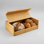 Caja Panera De Bambú Con Tapa Abatible Organizador De Cocina Madera Caja