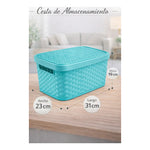 X3caja Organizadora Canasto Plastico Rattan Con Tapa 23x31cm