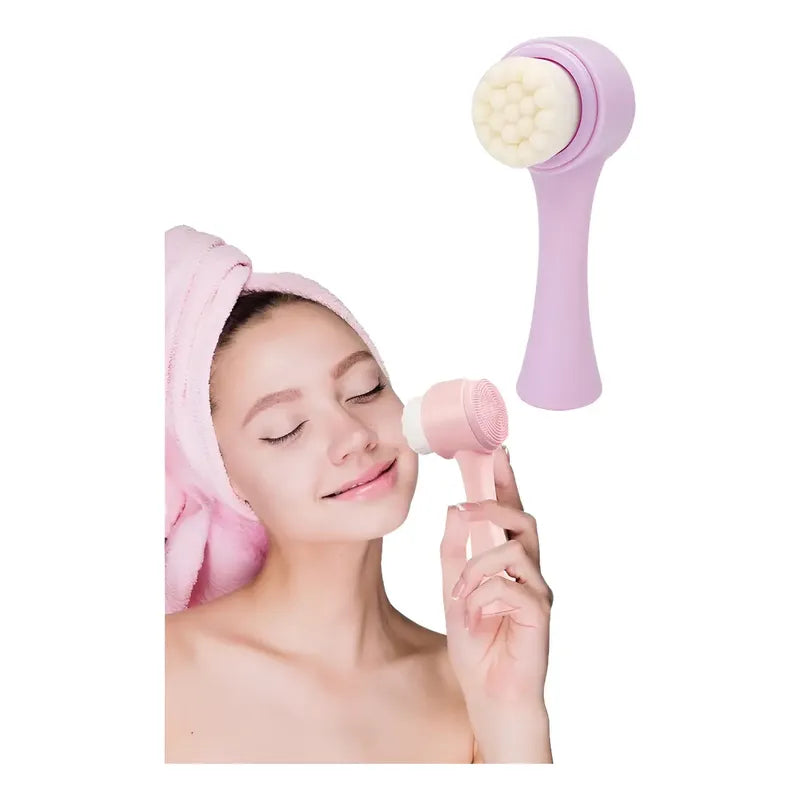 X2 Cepillo Limpieza Facial Exfoliante Doble Cara Manual