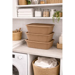 X3 Caja Cesta Organizadora Plastica Con Tapa Apilable 14ltrs