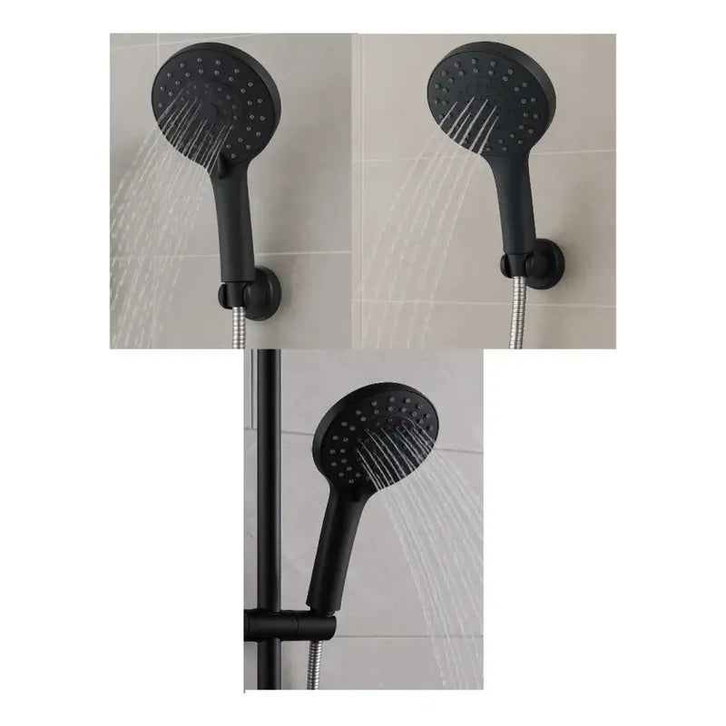 Cabezal De Ducha Grande, Ajustable. Ducha De Mano  Negro Mate