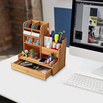 Organizador Portalapices Escritorio Oficina Con Cajon Madera