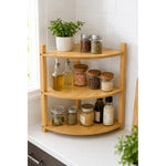 Estante Esquinero De Bambú 3 Niveles Cocina Baño Organizador