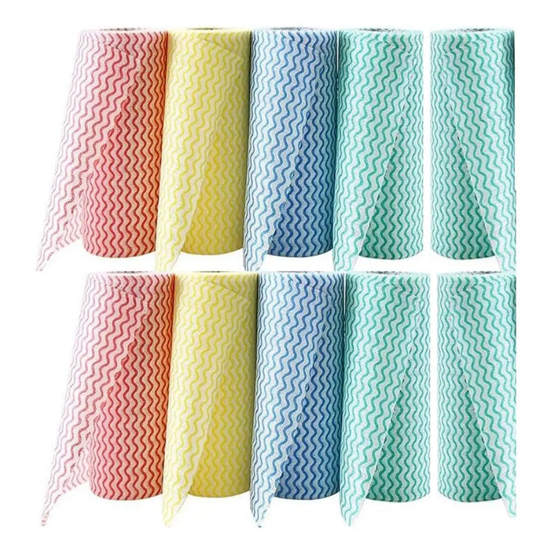 100 Paño De Limpieza Desechable Cocina Reutilizables Toallas Verde-azul-rojo