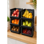 Organizador Gaveta Multiuso Apilable Ventilado Kendy Pack 6 Negro