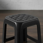 Piso De Plastico X4 Taburete Cuadrado Apilable Asiento 45cm Mate Texturizado Negro