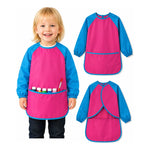 Mandil Bata Arte Infantil Mangas Largas Pintura Impermeable Celeste/fucsia Liso