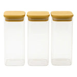 X3 Frasco Hermetico Contenedor 700ml Tapa Bambu De Especies Tapa Bambu