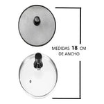 Tapas De Vidrio Y Anti Salpicadura Olla Sarten 18 Cm Negro