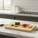 Tablas De Cocina De Bambu Para Cortar O Servir Mango 32x22cm Agarradera Marron Clara