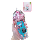 X2 Vaso Infantil Dinosaurio Acrilico Con Bombilla Luz 450ml