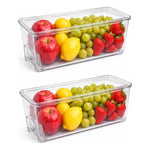 X2 Contenedor Organizadora Refrigerador Con Asa Inferior Transparente