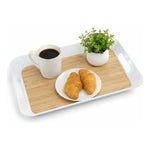 Bandeja De Melamina De Servir Bandeja Rectangular Con Asa Bambú Natural