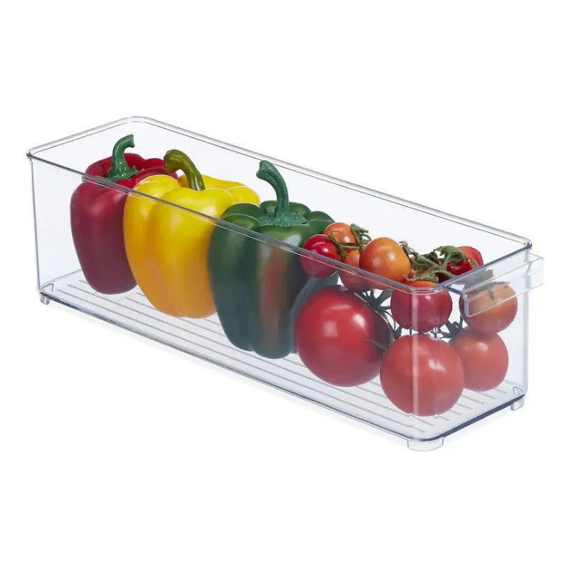 Organizador De Refrigerador Almacenaje De Alimentos  Con Asa Transparente