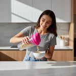 Vaso Portátil Para Cereal Y Leche Con Doble Compartimento Fucsia