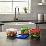 Set De 4 Taper Hermetico Contenedore Cuadrado Alimento 1lts Tapas Colores Surtidos