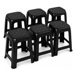 Piso De Plastico X6 Taburete Cuadrado Apilable Asiento 45cm Mate Texturizado Negro