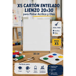 Pack De 5 Carton Entelado Tipo Lienzo De 20x30cm Para Pintar