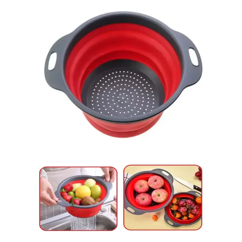 Colador Retráctil De Silicona Plegable Alimento Redondo