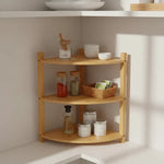 Estante Esquinero De Bambú 3 Niveles Cocina Baño Organizador