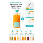 Pack 10 Bolsa Reutilizable Para Snack Papilla Compota Jugo Transparente