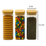 X3 Frasco Hermetico Contenedor 700ml Tapa Bambu De Especies Tapa Bambu