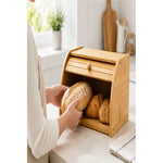 Caja Para Guardar Pan Panera Bambu Con Tapa Corrediza Curva Madera Tapa Corrediza