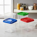 Pack4 Taper Hermetico Contenedor Plastico Con Tapa 1.8lts 4 Tapas Colores Surtidos