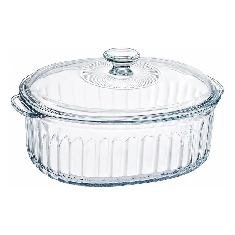 Fuente De Vidrio Ovalada Para Hornear Con Tapa 2,8 Litros Transparente
