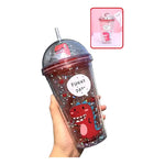 X2 Vaso Infantil Dinosaurio Acrilico Con Bombilla Luz 450ml