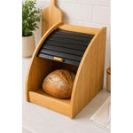 Caja Para Guardar Pan Con Tapa Enrollable Estilo Rustico Madera-negro Vertical