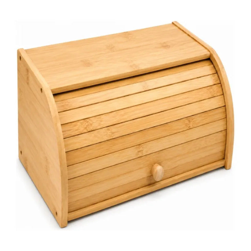 Caja Para Guardar Pan Panera Bambu Con Tapa Corrediza Curva Madera Tapa Corrediza
