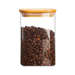 Frasco Hermetico Contenedor 800ml Tapa Bamboo Para Especies Transparente