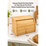 Caja Para Guardar Pan Panera Bambu Con Tapa Corrediza Curva Madera Tapa Corrediza