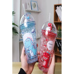X2 Vaso Infantil Dinosaurio Acrilico Con Bombilla Luz 450ml
