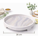 Bandeja Redonda De Servir De Melamina Grano De Madera 26cm