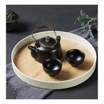 Bandeja Redonda De Servir De Melamina Grano De Madera 30cm