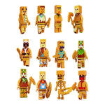 Set De 12 Figuras Minecraft Para Bloques De Armado Dorados